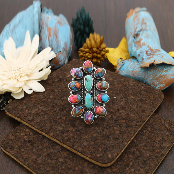 Pink Oyster Turquoise Ring (Adj.)