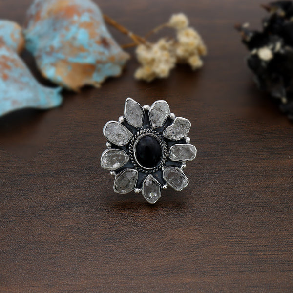 Unique adjustable black onyx ring, perfect for distinctive style.